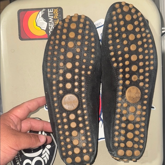 Gucci Black and Green Loafers Slip-On Shoes - Picture 3 of 5